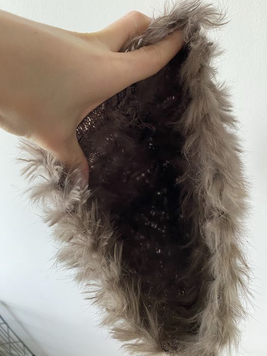 Ochnik futrzana czapka królik futro naturalne z królika taupe