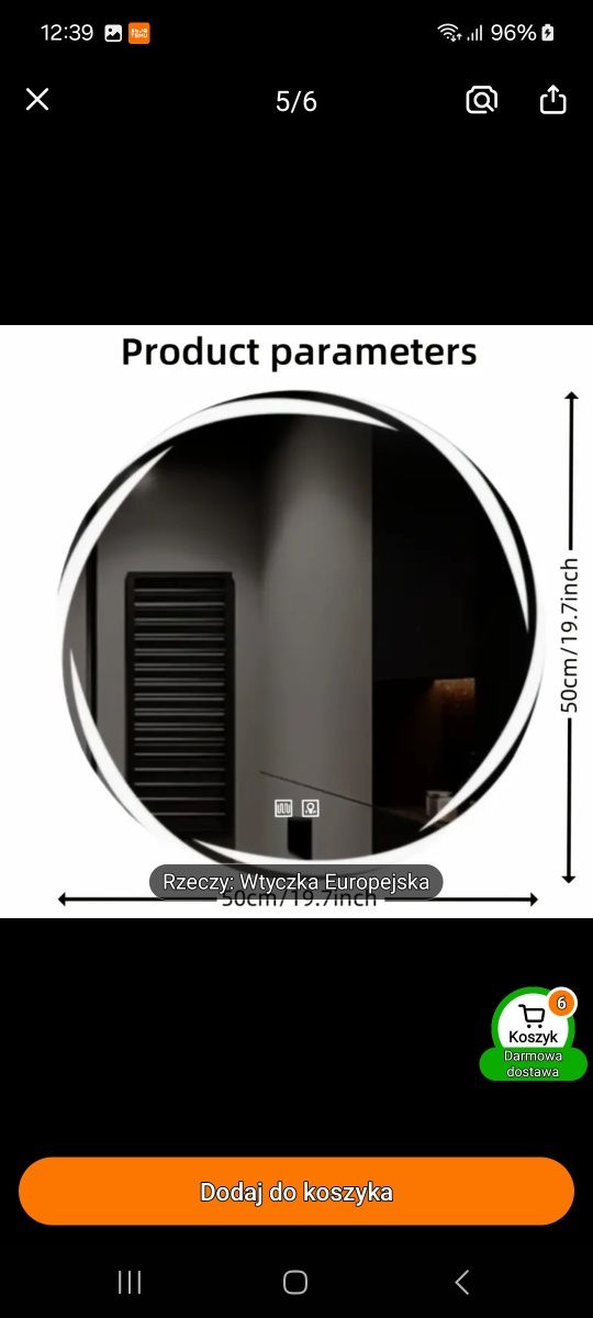 Nowe Lustro LED 60cm