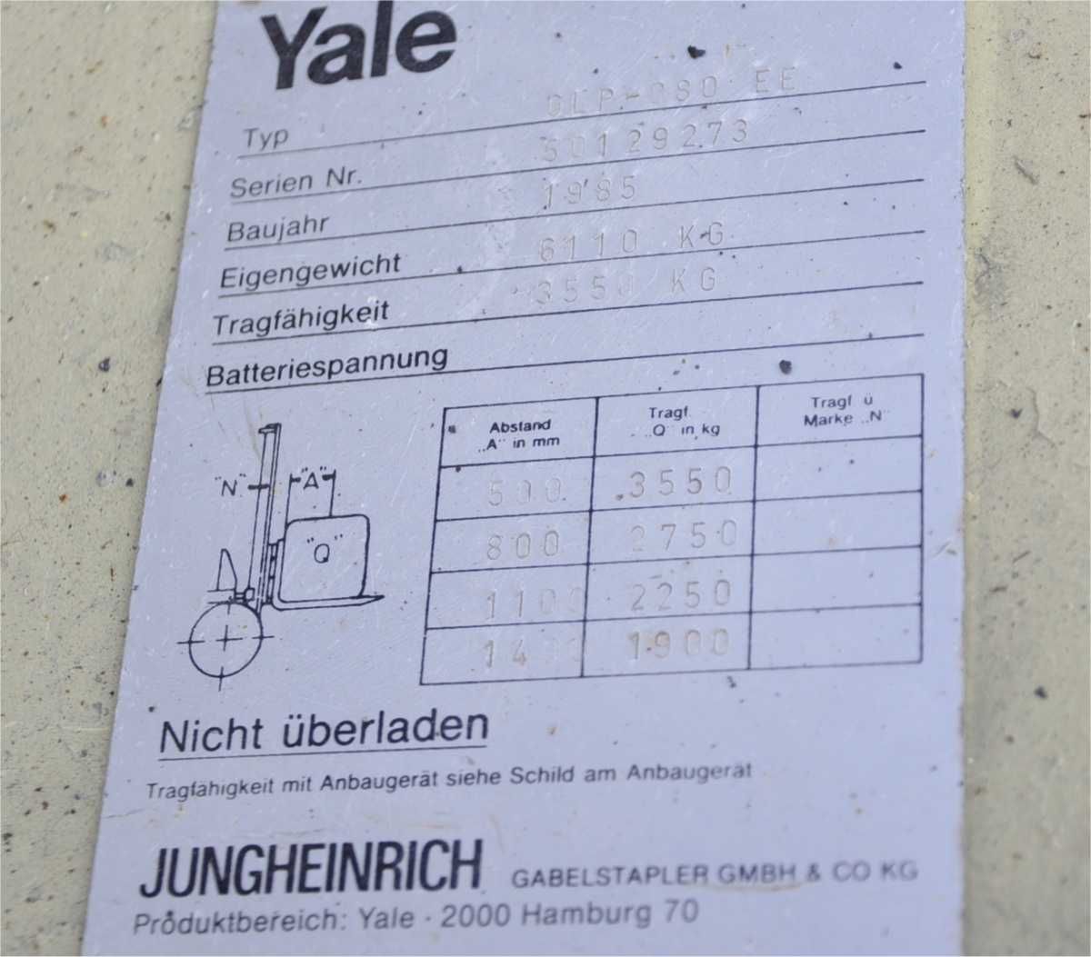 Wózek widłowy Yale GLP-080 udźwig 3.5T Przesuw , podnosi na 3.8m