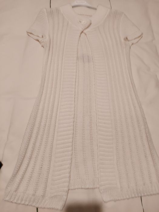 Casaco branco de malha comprido, tamanho S