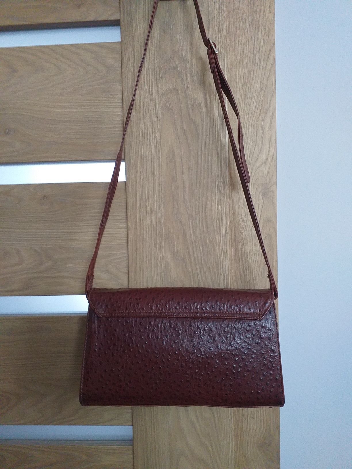 VINTAGE STRUŚ PICARD Mała oryginalna skóra skórzana torebka crossbody