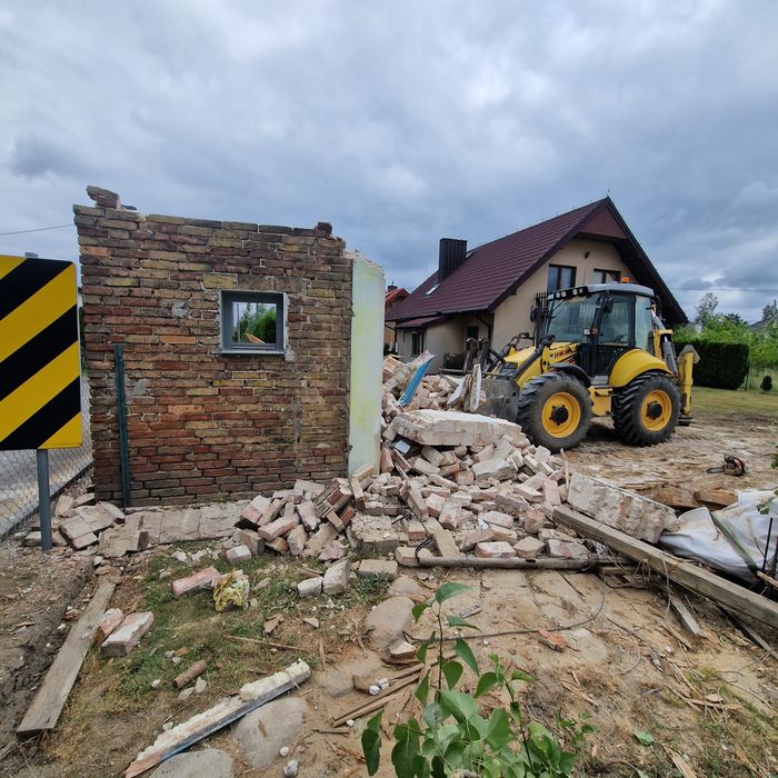 Usługi koparko ładowarką rozbiórki wyburzenia koparka