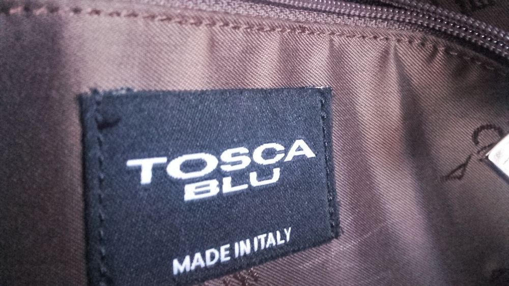 Włoska damska, duża torebka Tosca Blu-prawdziwa skóra- brąz