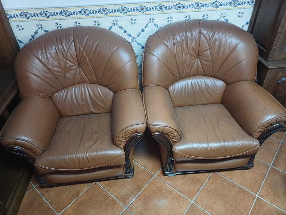 Sofás em pele natural