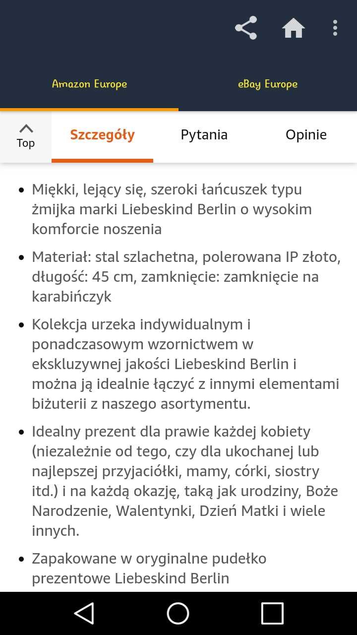 Łańcuszek typu żmijka. Złoty