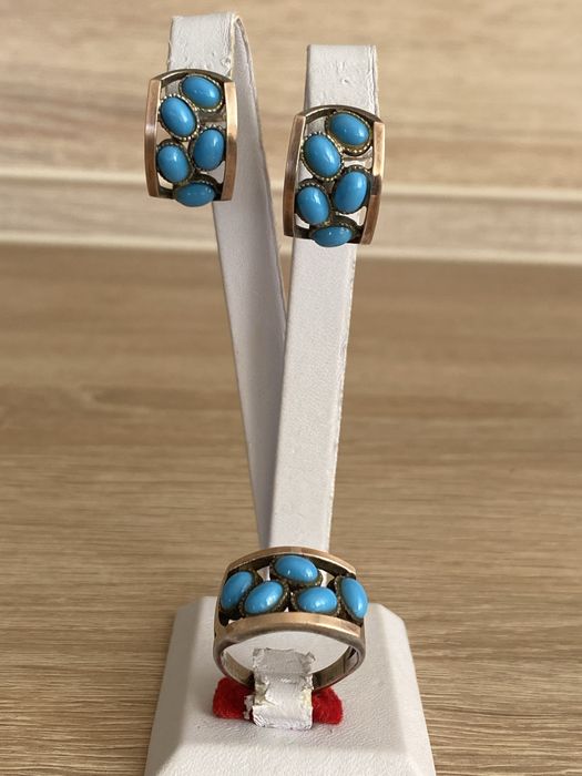 Серебряный набор 925/375 с бирюзой