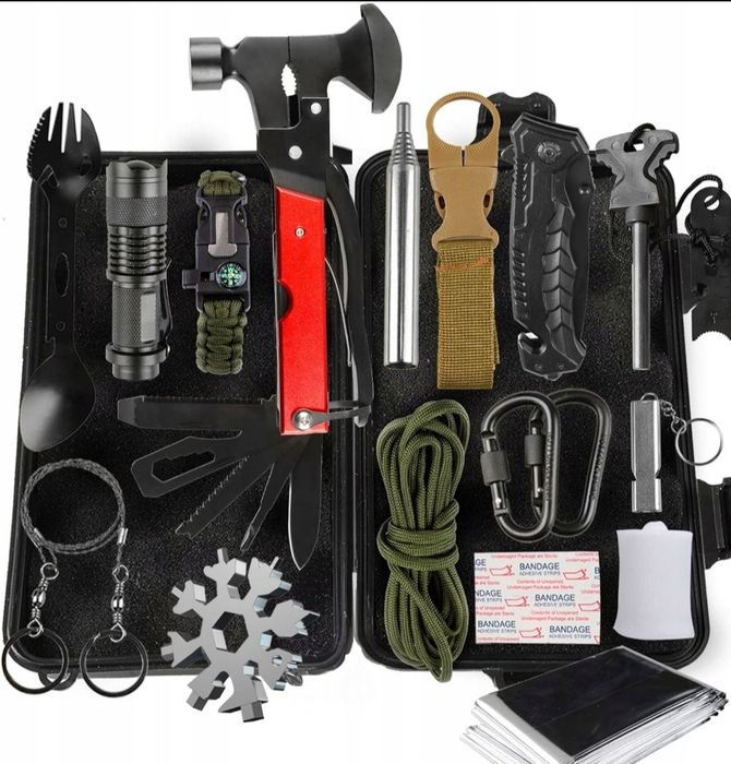 Taktyczny Zestaw Przetrwania 60w1 z Multitoolem i Nóżem – Survival Bus