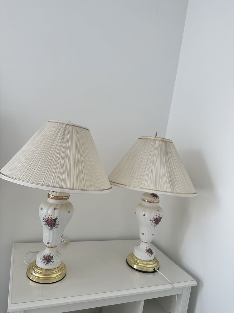 Porcelanowa lampa stołowa 2szt vintage PRL