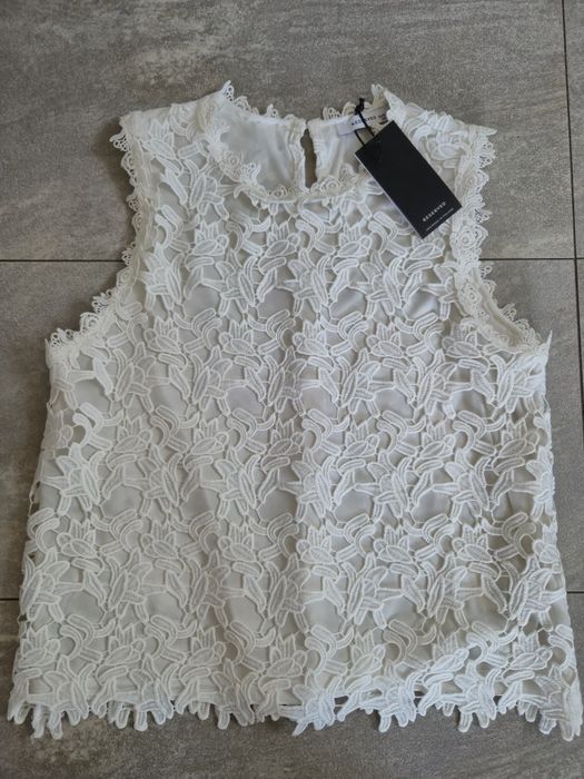 Reserved nowa bluzka S M 36 38 biała koronkowa gipiura elegancka Top