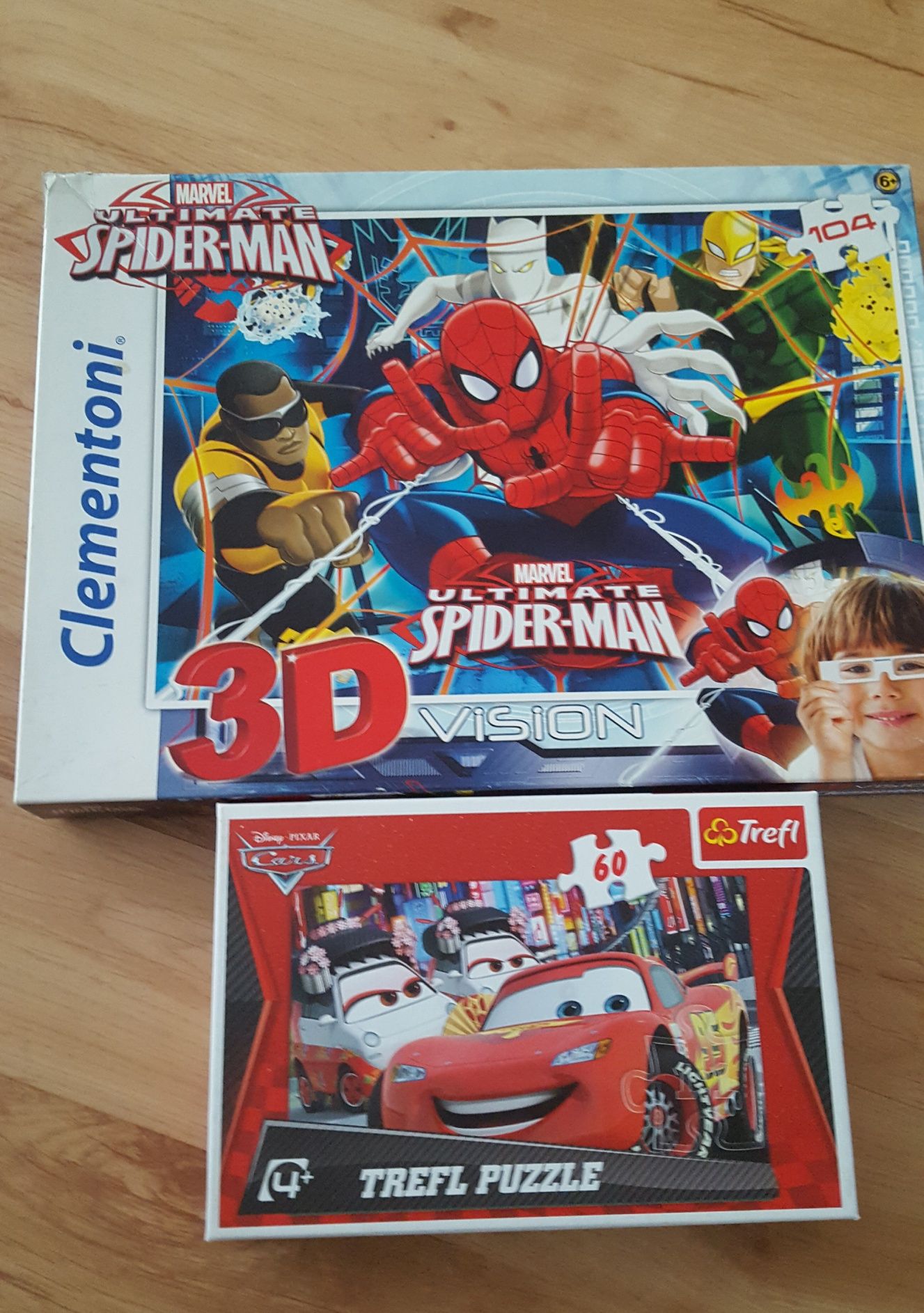 Puzzle dla chłopca kompletne Auta Zygzak Spiderman cena za 2 szt