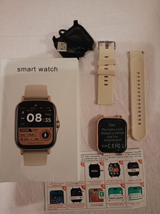 Smartwatch zegarek beż kremowy nowy