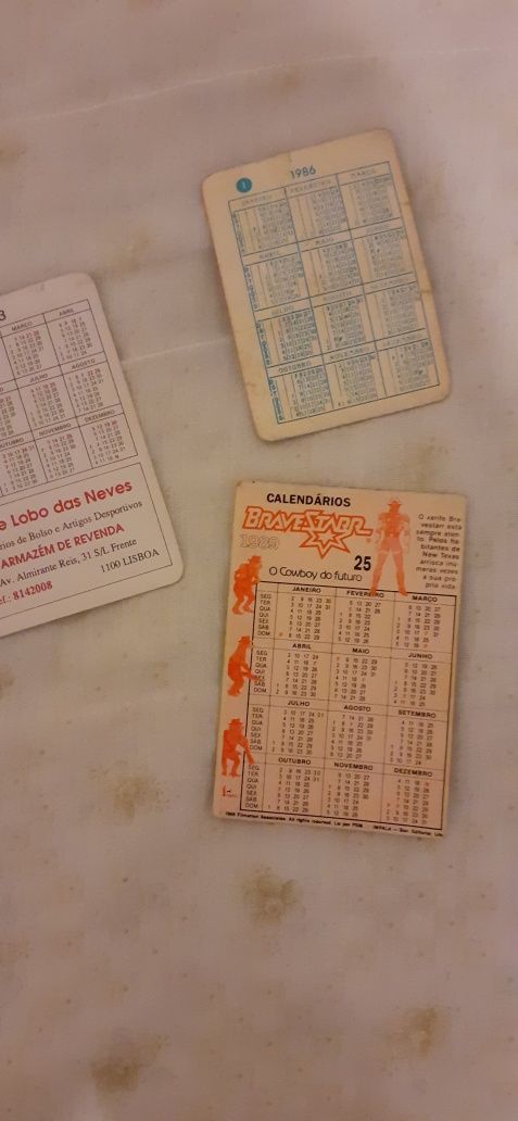 Calendários anos 80/90