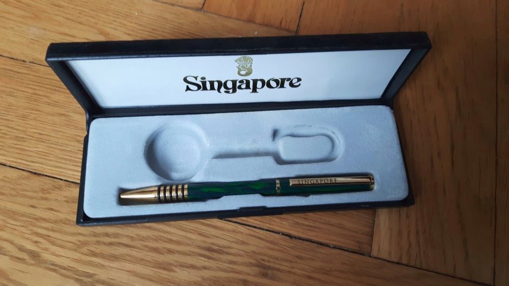 Singapore ручка с позолотой 18 карат цвет корпус малахит цвет чернил ч