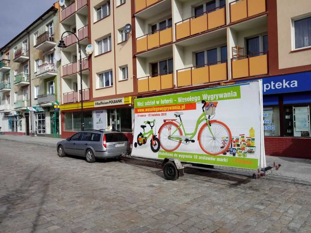 Przyczepa reklamowa, reklama mobilna Kraków Śląsk Warszawa