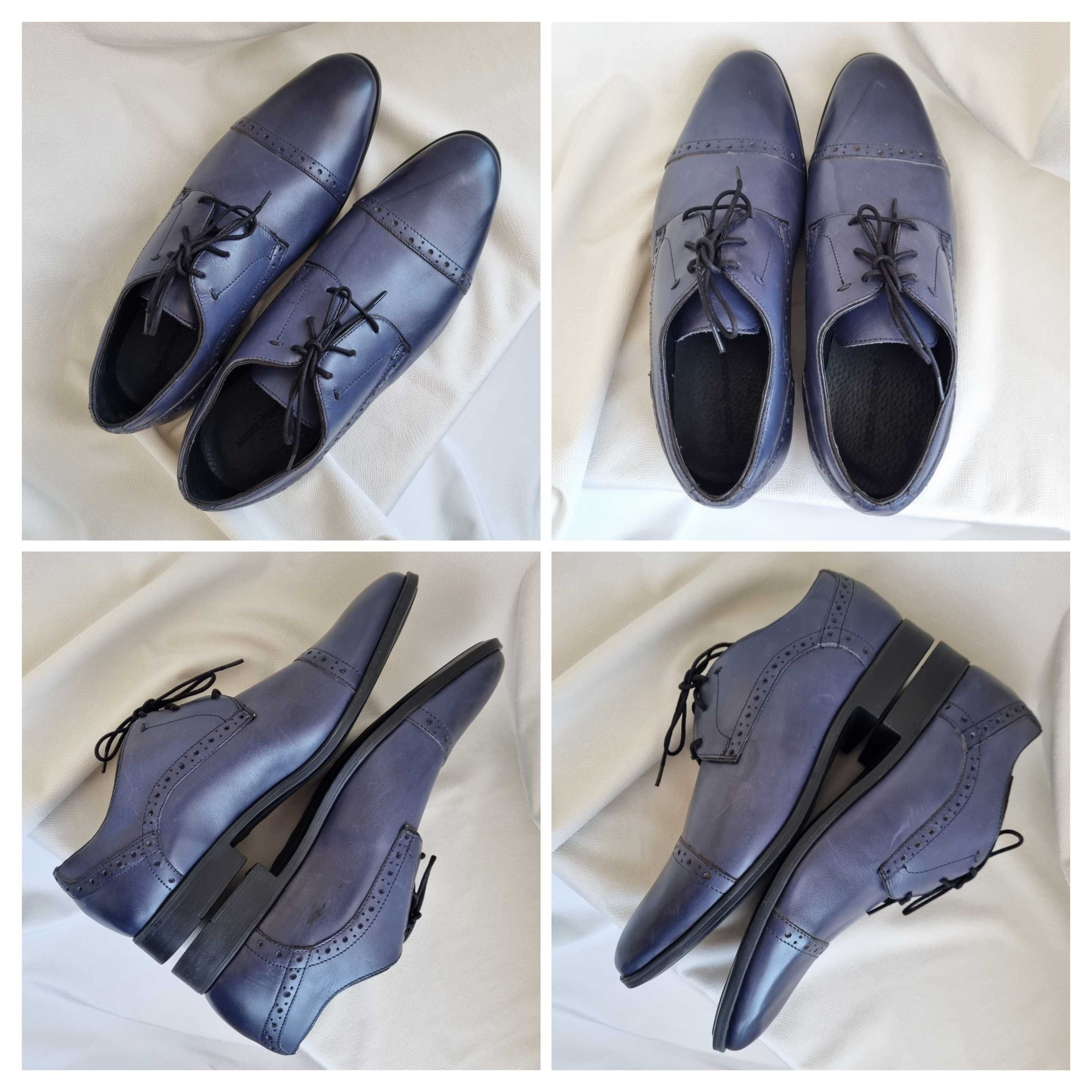 Nowe męskie wizytowe klasyczne buty półbuty brogsy Nico Rarini r.40