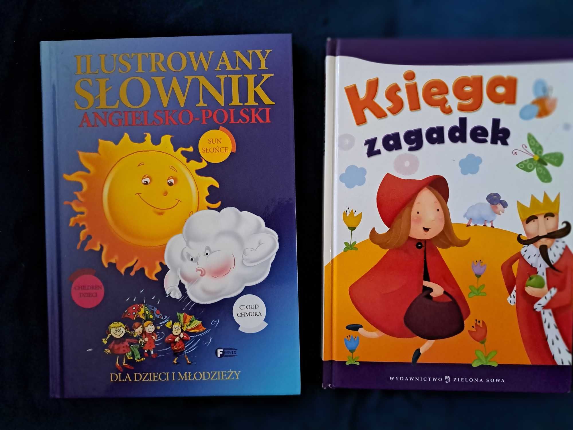 2x słownik ilustrowany angielsko-polski, księga zagadek