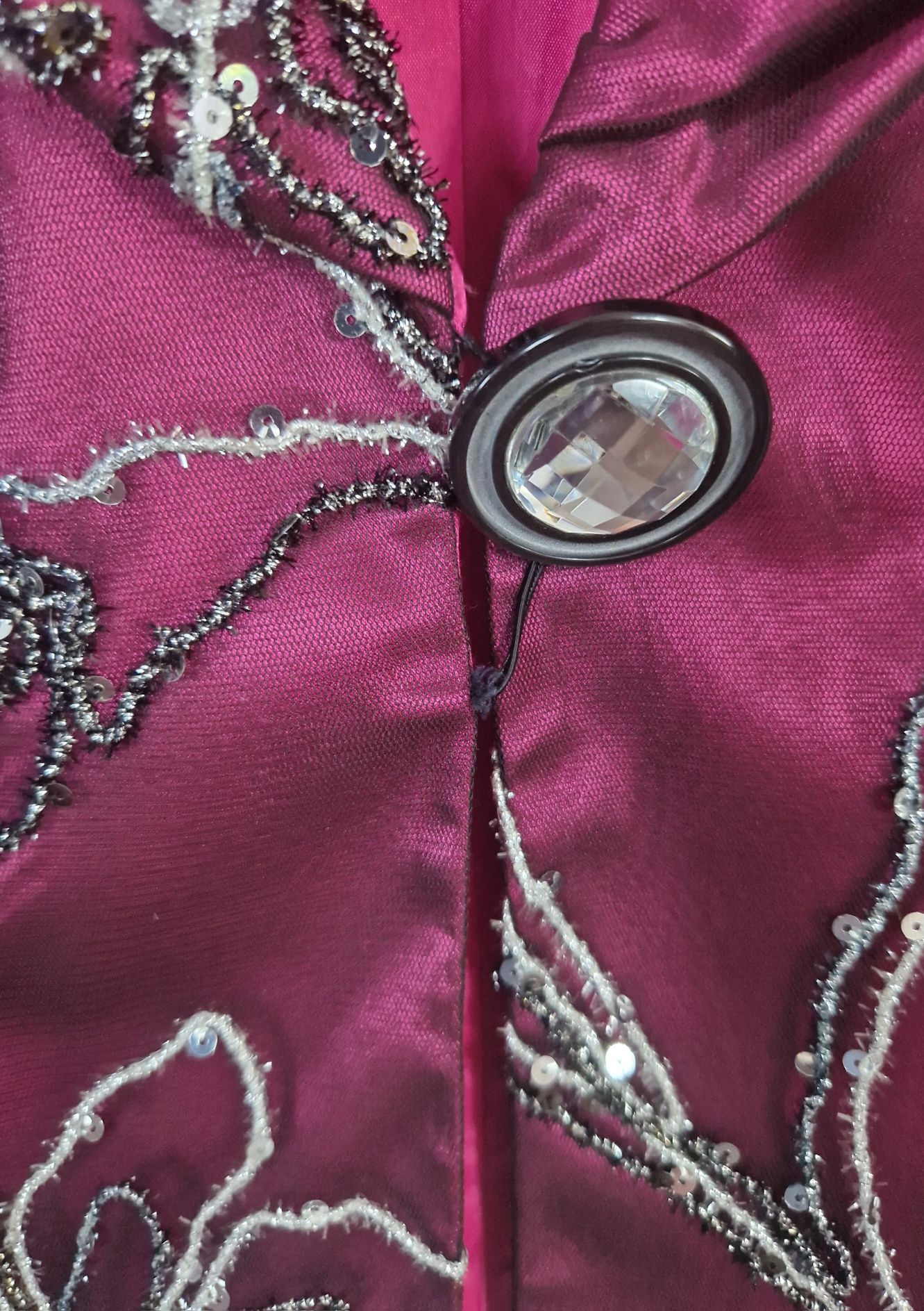Bordowy wyszywany żakiet, marynarka plus size 3XL-4XL