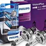 Żarówki H4 Philips Vision Plus 60 12V 60/55W + W5W White Vision Ultra
