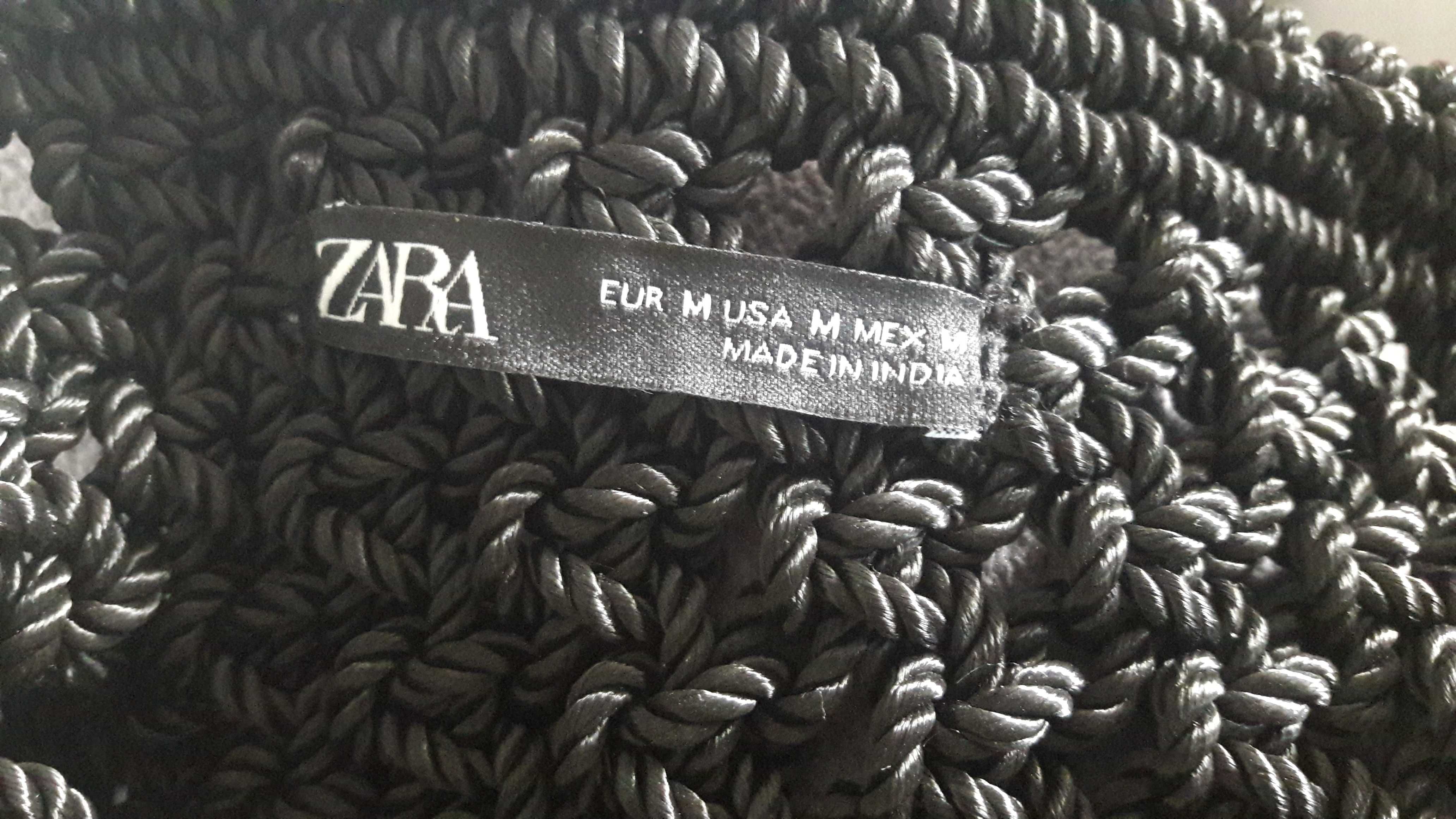 torebka / worek z czarnego sznurka z ZARA