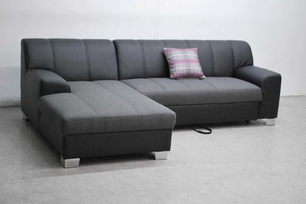 RCŁ Nowy narożnik funkcja spania rogówka, KANAP czarna eko skóra sofa