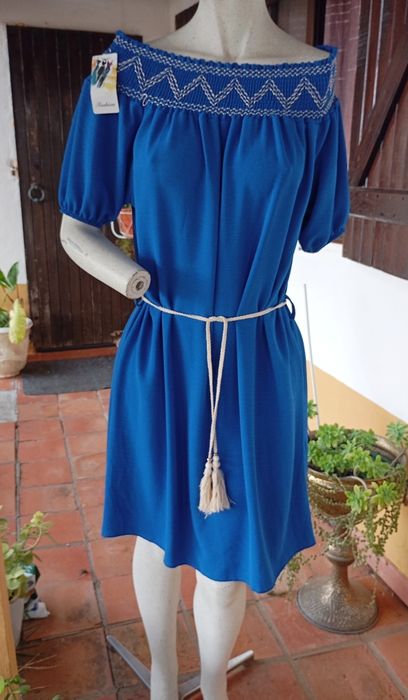 Vestido azulão com cinto