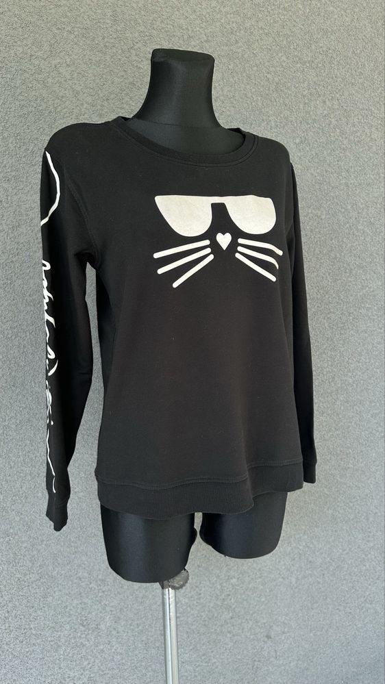 Bluza damska bez kaptura z kotem kotkiem Karl Lagerfeld czarna