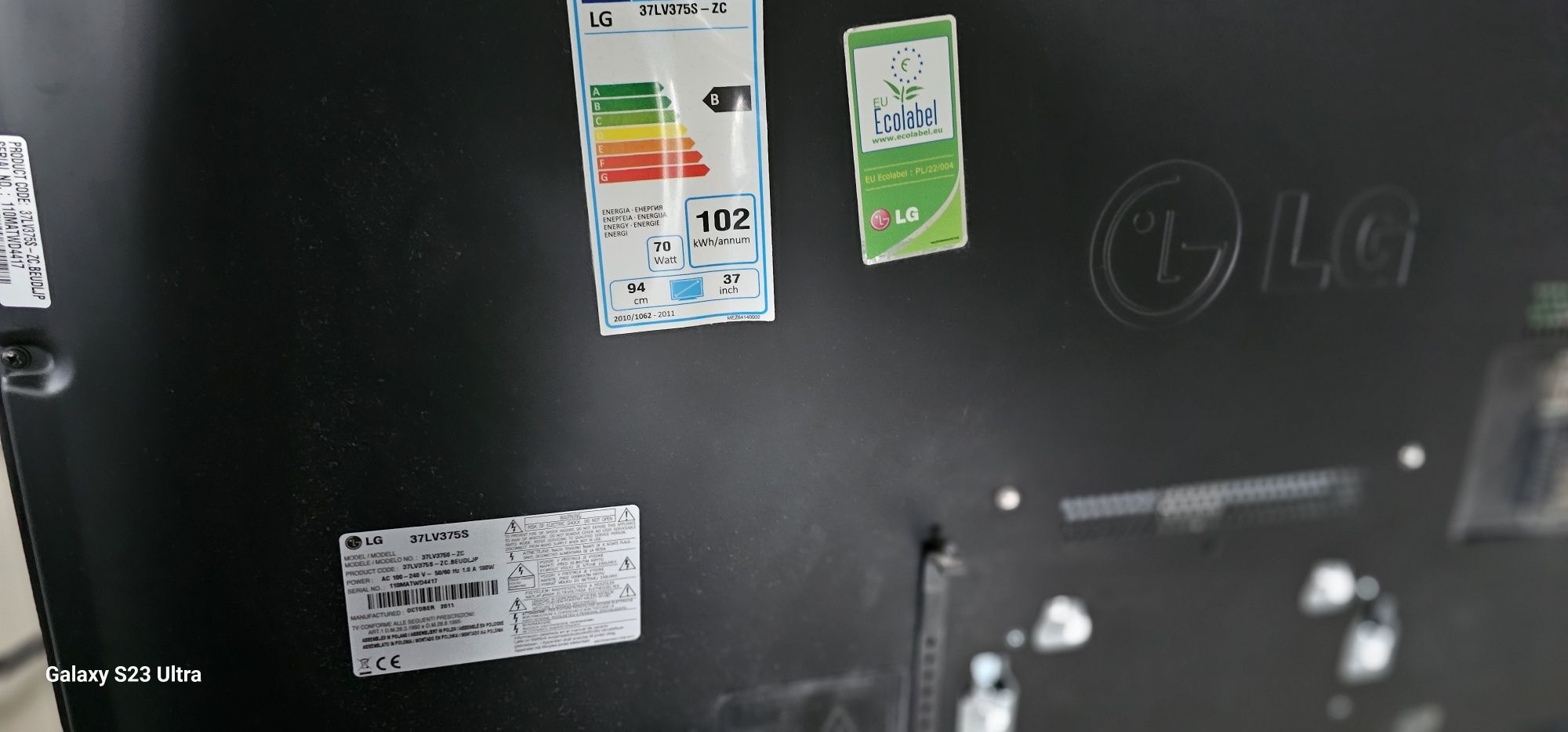 Telewizor LG 37LV375S uszkodzony opis