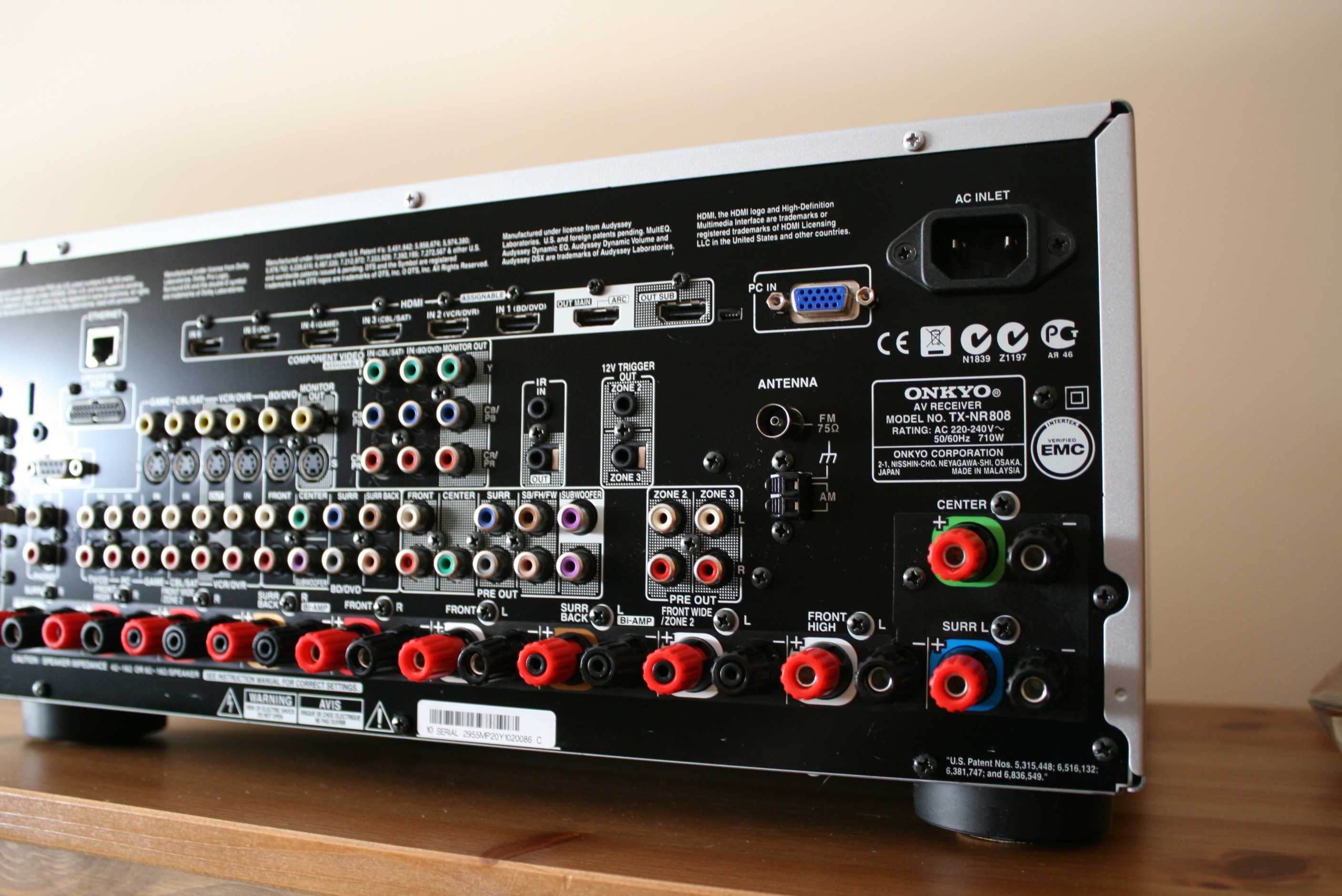 Potężny amplituner Onkyo Tx Nr 808 wzmacniacz 180 watt USB kino domowe