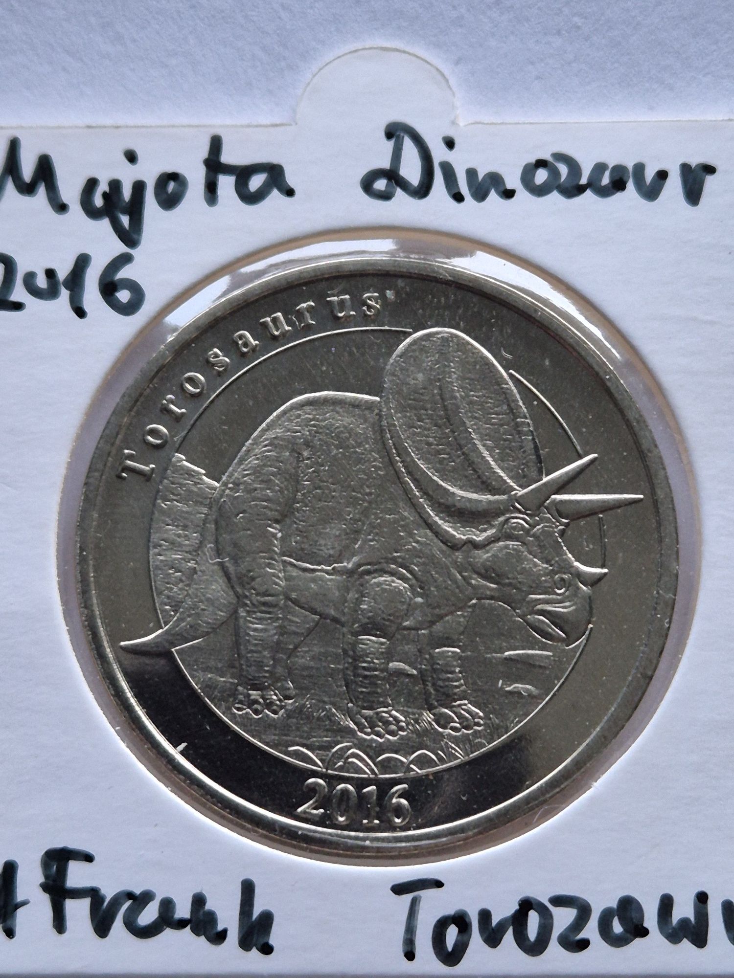 Torozaurus dinozaur moneta mayotte 2016 rok 1 frank z dinozaurem