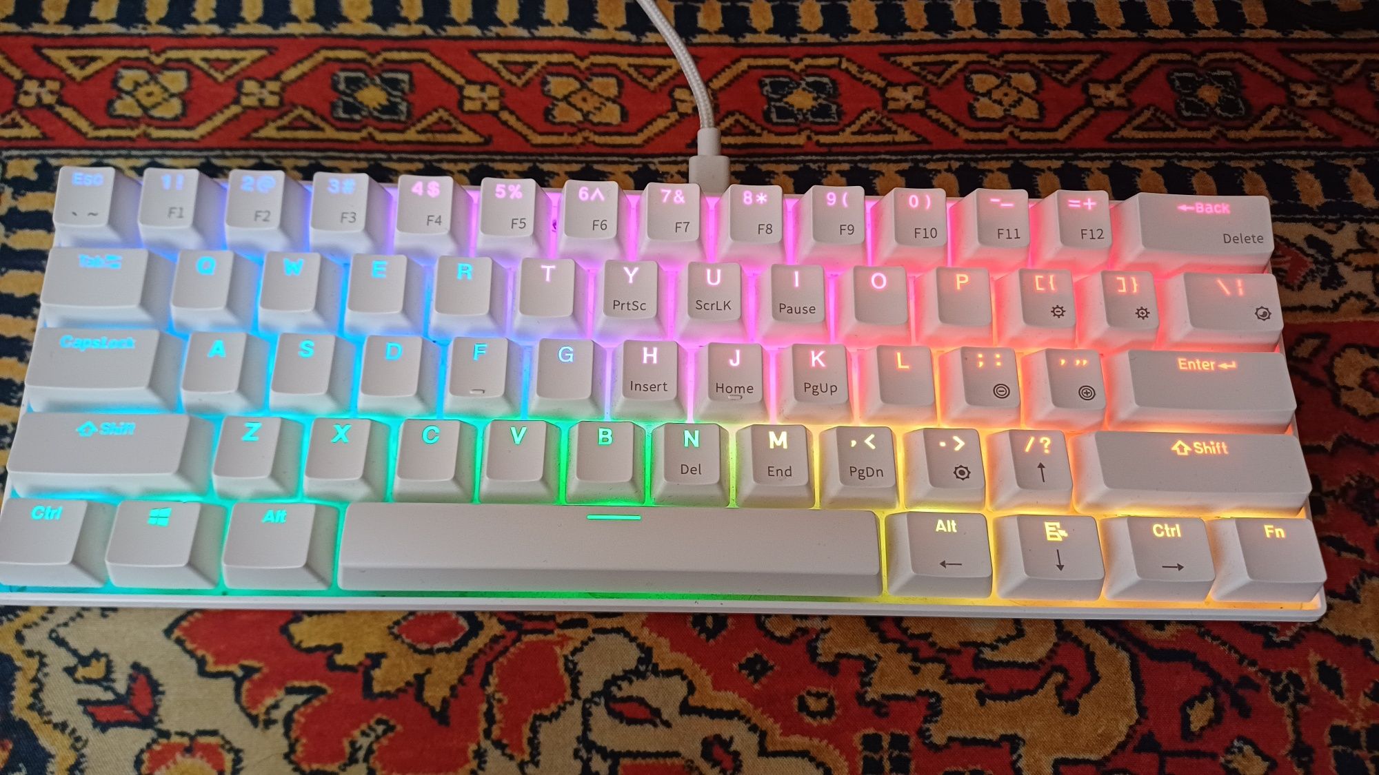 Klawiatura mechaniczna krux neo Pro white rgp wireless gateron yellow