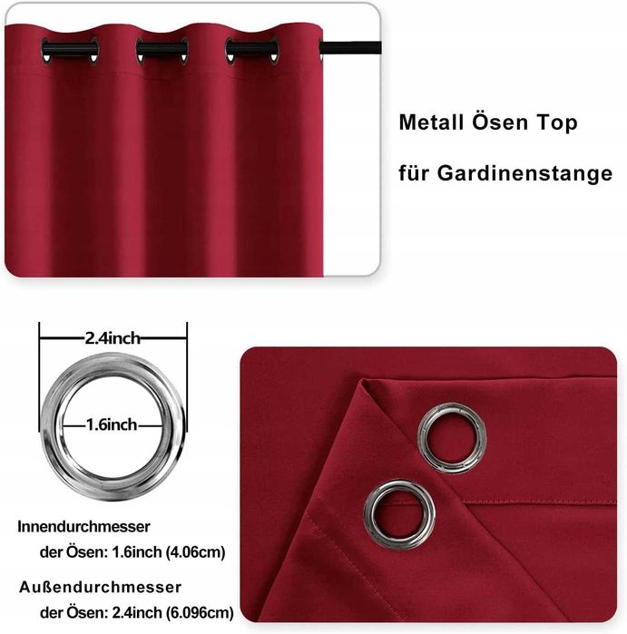 DWCN Zasłony Zaciemniające Termiczne 2 szt. – Czerwone #6365