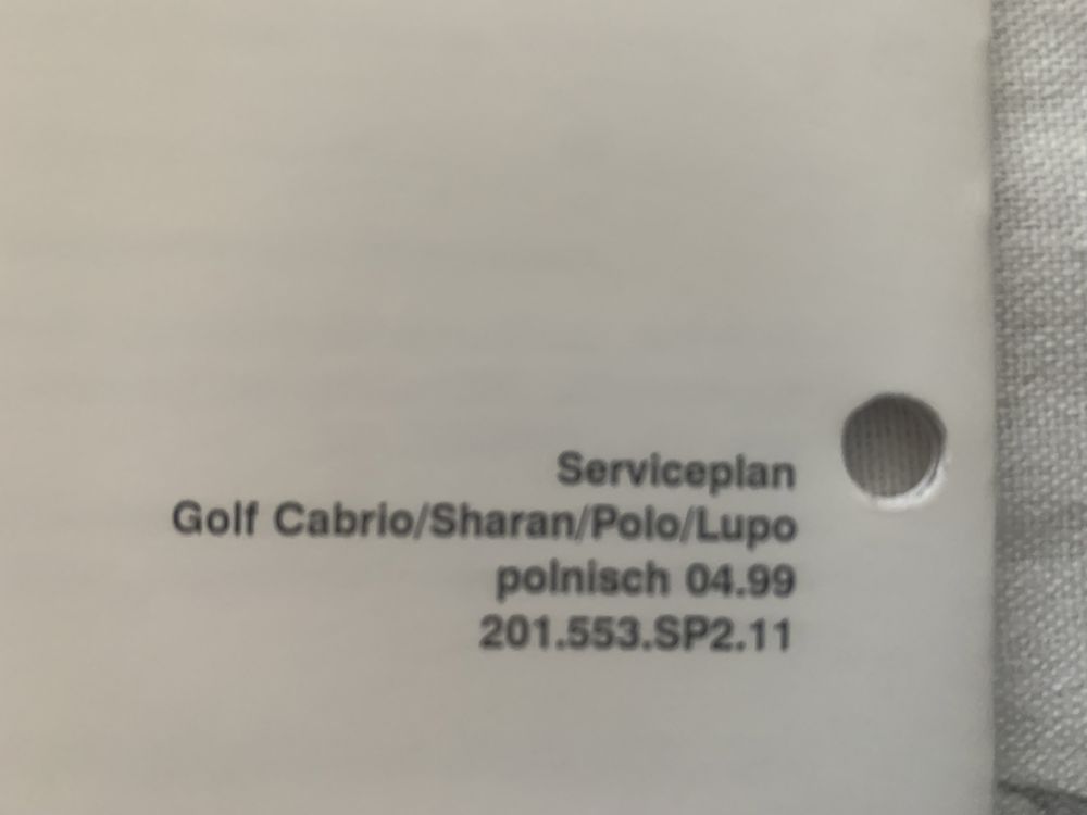 Książka serwisowa VW Sharan Polo Lupo Golf cabrio