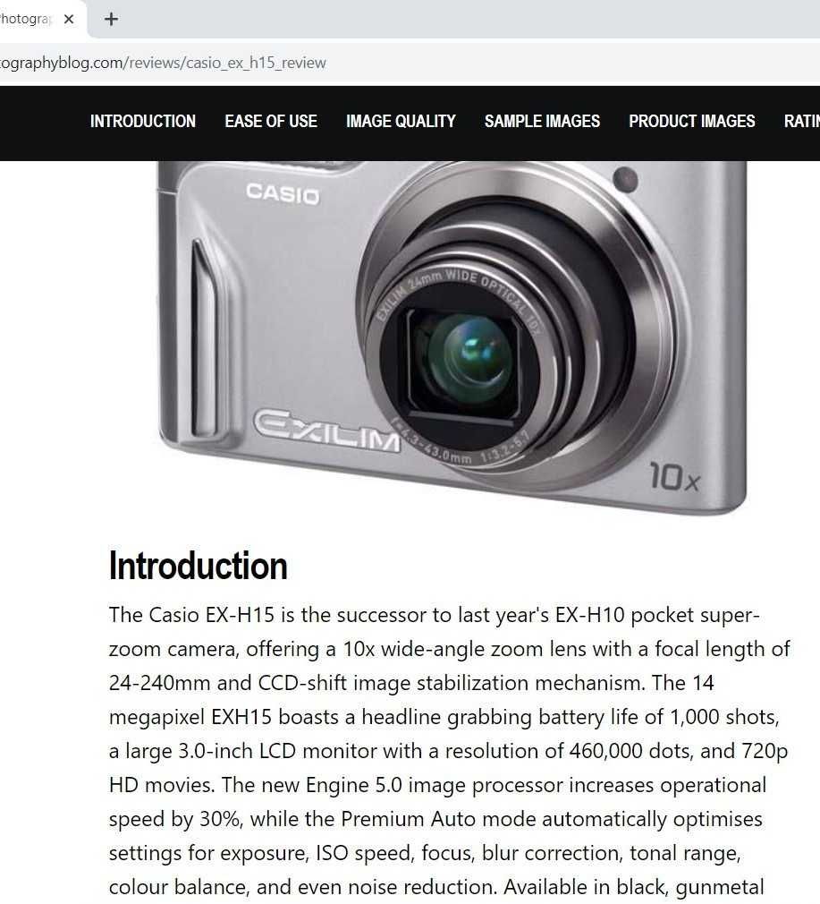 Casio Exilim EX-H15;14.1Mpx.Zoom 10xoptico.Carga 1000fotos;ler anuncio