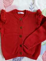 Sweter zapinany guziki 98 czerwony