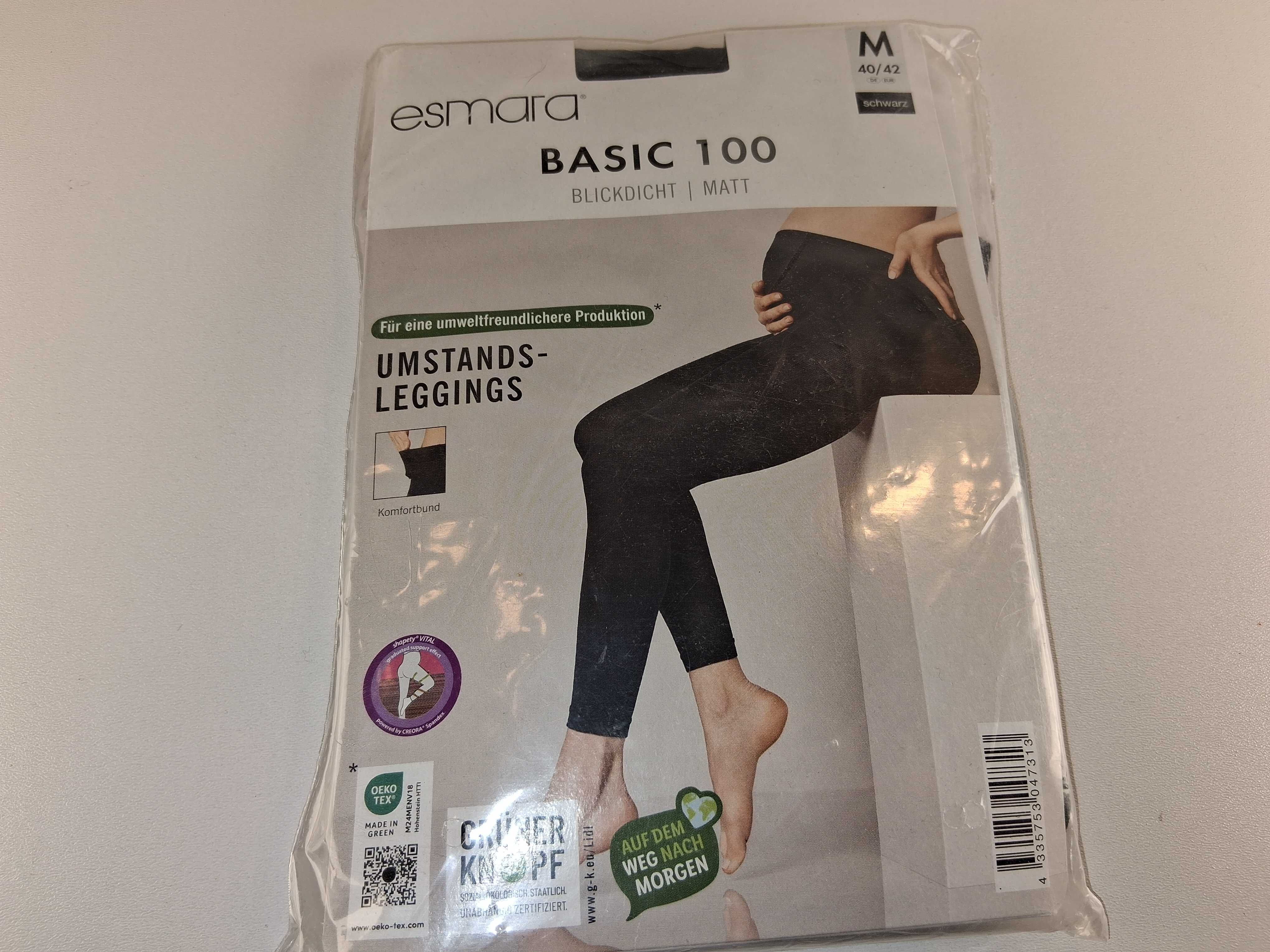 A092 Esmara Legginsy Ciążowe Basic 100 Czarne Matowe M 40/42