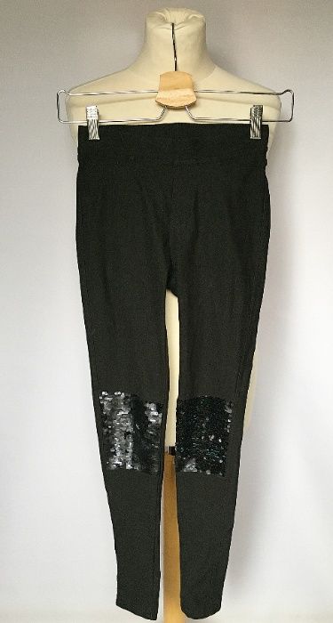Spodnie Rurki Czarne H&M Tregginsy Cekiny 152 cm 11 12 lat