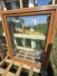 2x okno plastikowe 116x143 zloty dab RU (transport, 120x140, rozwiew)