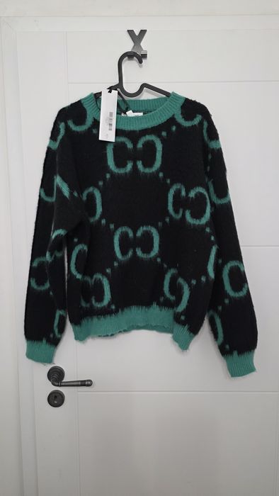 Sweterek damski czarno-zielony