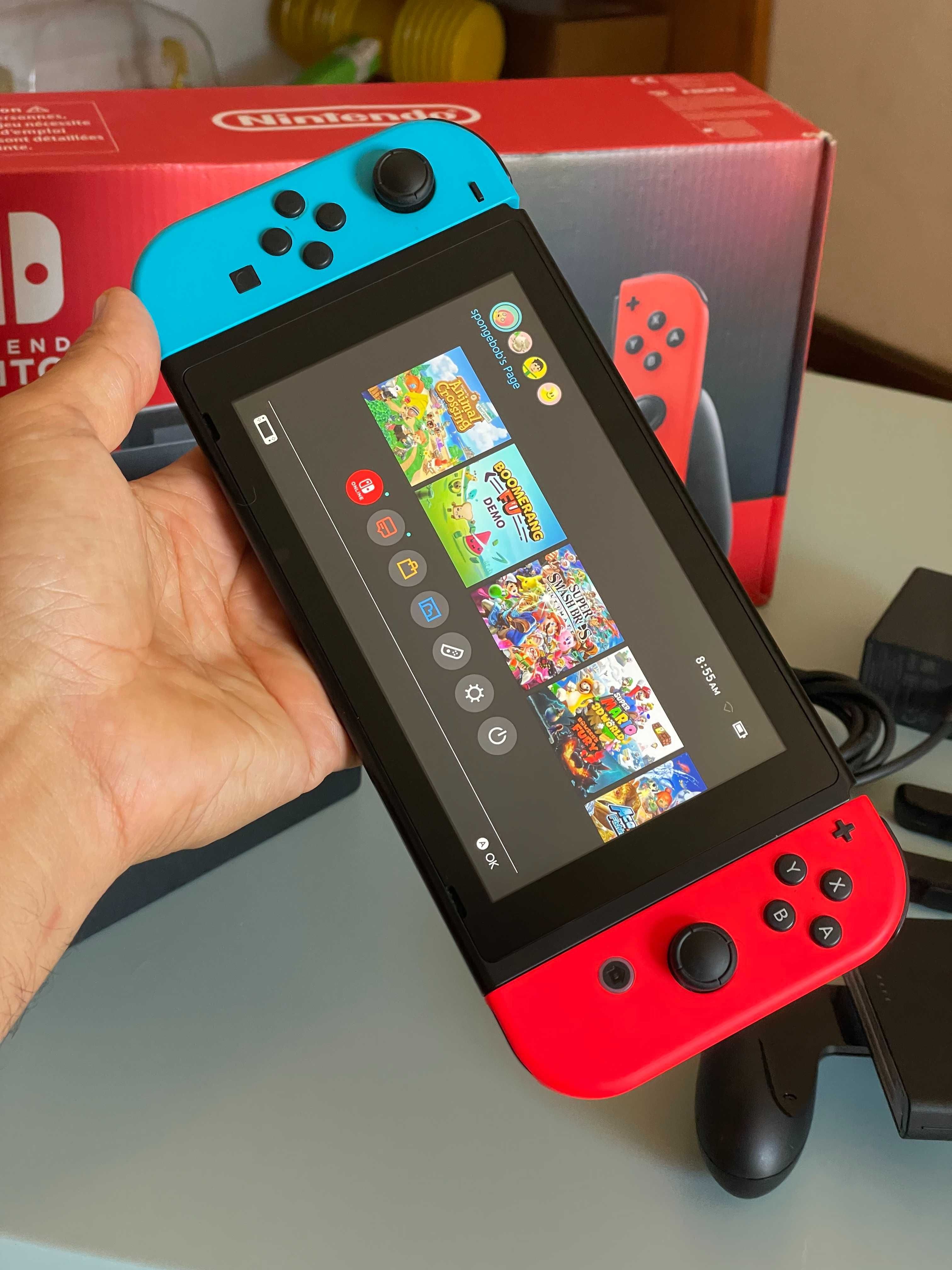 Nintendo switch v2-1.1 32gb em ótimo estado com caixa