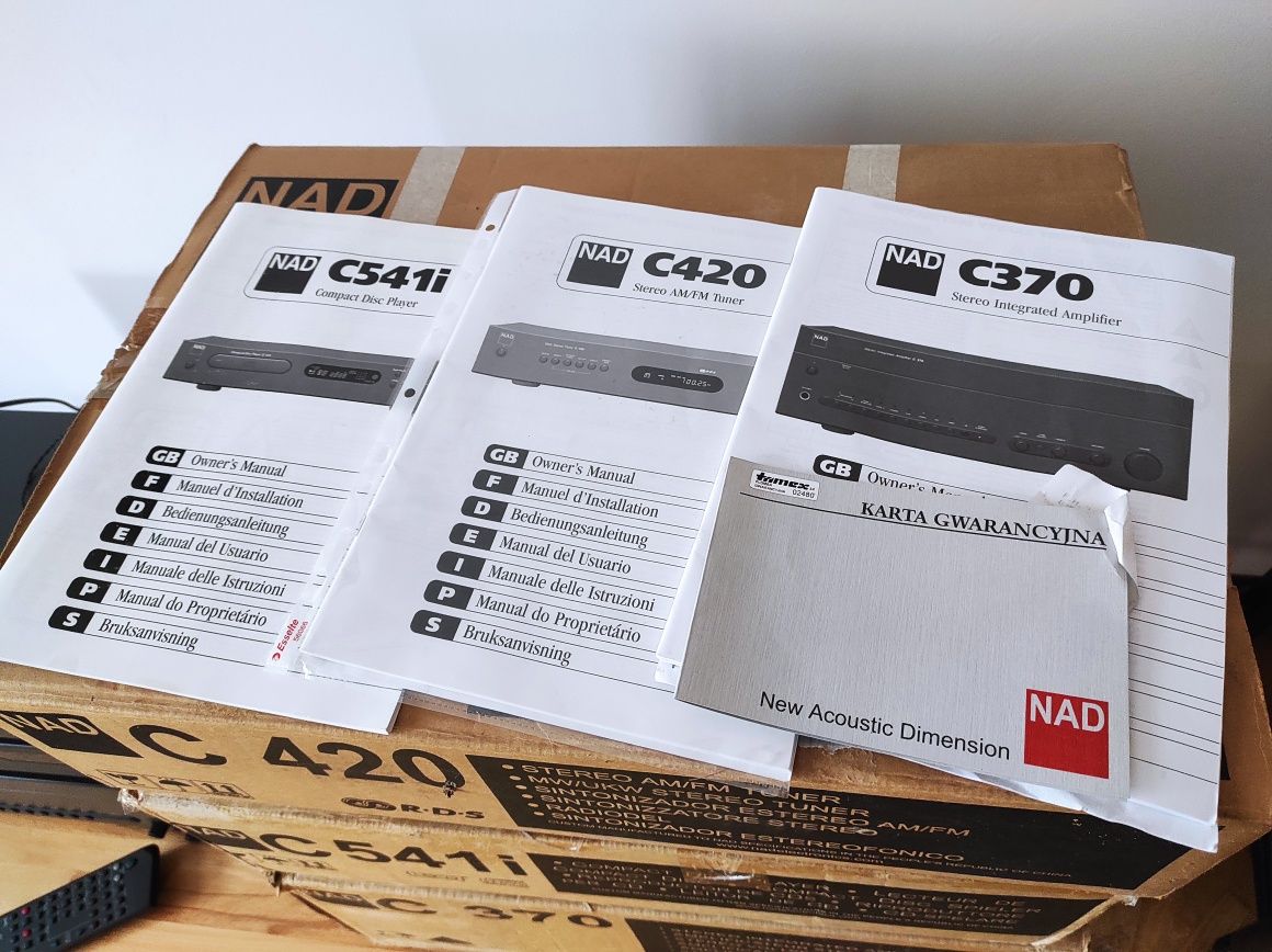 Wzmacniacz Nad C370, Cd Nad C541i, tuner Nad C420