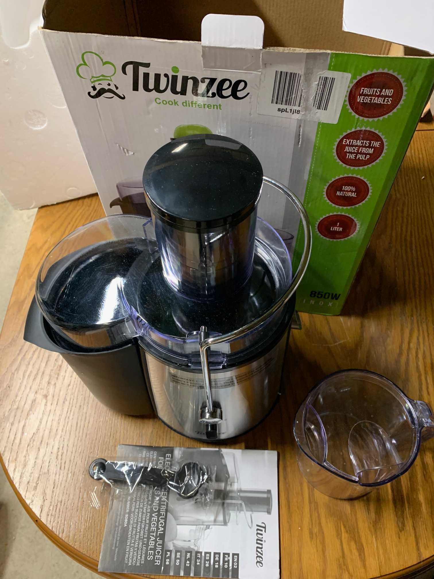 Twinzee Odśrodkowa sokowirówka do warzyw i owoców, wydajna 850 W