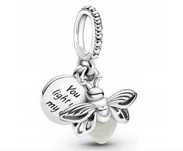 Charms świecący w ciemności robaczek do pandora świetlik srebro 925