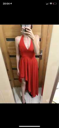 Asymetryczna czerwona długa (maxi) sukienka Emo 36