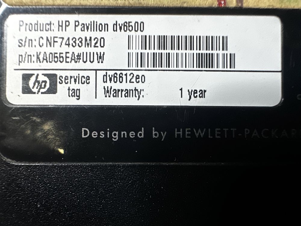 HP Pavilion dv6500 brak obrazu + RAM