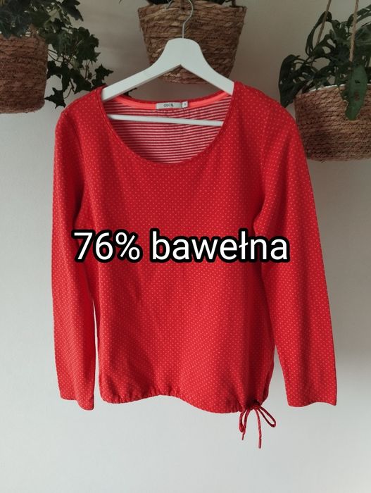 Damska bawełniana bluza, wzorek, koralowa, ściągacz r.36 S Cecil