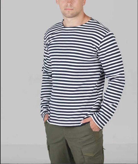 Тельняшка настоящая ГОСТ мужская голубая/ синяя полоса Хлопок 100%