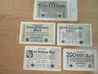 Banknoty niemieckie. Zestaw 5 sztuk.
