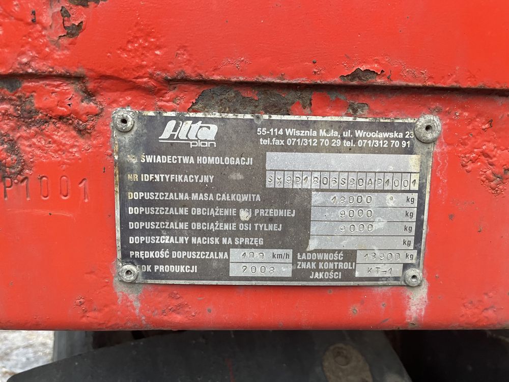 Sprzedam przyczepę Dmc 18ton Alta