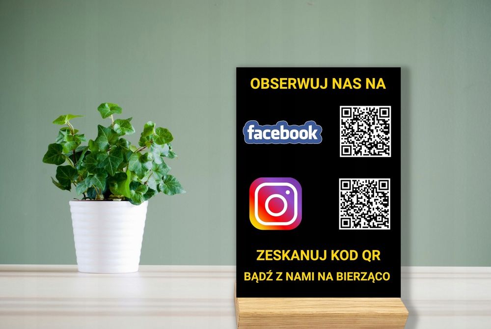 Stand Tabliczka Statuetka zbieranie obserwujących oceń nas twój kod qr