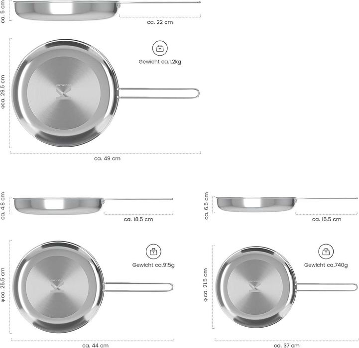 COOKNANO – 3-częściowy zestaw patelni 22/26/30cm z powłoką